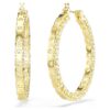 Matrix Hoop Earrings Round Cut, White, Gold-Tone Plated