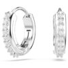 Matrix Hoop Earrings Round Cut, White, Rhodium Plated