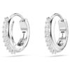 Matrix Hoop Earrings Round Cut, White, Rhodium Plated