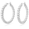 Matrix Hoop Earrings Round Cut, White, Rhodium Plated