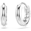 Matrix Hoop Earrings Round Cut, White, Rhodium Plated