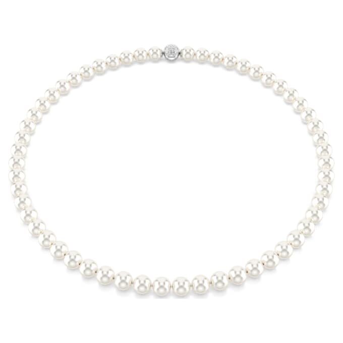 Matrix Necklace Crystal Pearl, White, Rhodium Plated Matrix Necklace Crystal Pearl, White, Rhodium Plated