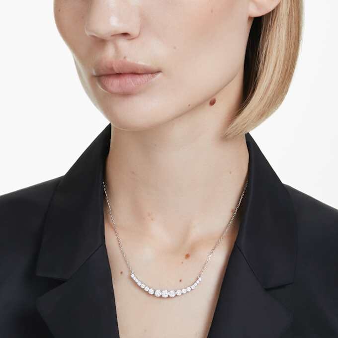 Matrix Necklace Gradient of Round Cuts, White, Rhodium Plated Matrix Necklace Gradient of Round Cuts, White, Rhodium Plated