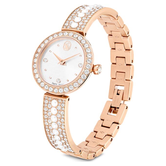 Matrix Pearl Bangle Bangle Watch Swiss Made, Crystal Bracelet, White, Rose Gold-Tone Finish Matrix Pearl Bangle Bangle Watch Swiss Made, Crystal Bracelet, White, Rose Gold-Tone Finish