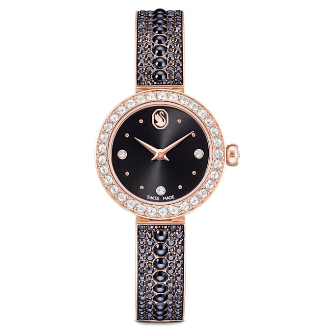 Matrix Pearl Bangle Watch Swiss Made, Crystal Bracelet, Black, Rose Gold-Tone Finish Matrix Pearl Bangle Watch Swiss Made, Crystal Bracelet, Black, Rose Gold-Tone Finish