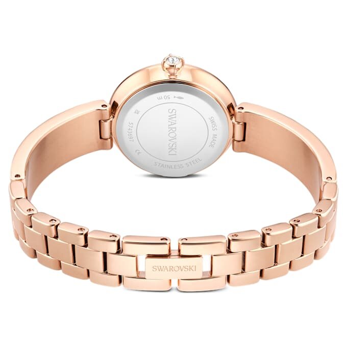 Matrix Pearl Bangle Watch Swiss Made, Crystal Bracelet, Black, Rose Gold-Tone Finish Matrix Pearl Bangle Watch Swiss Made, Crystal Bracelet, Black, Rose Gold-Tone Finish