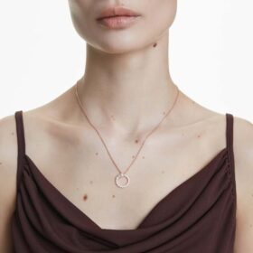 Matrix Pendant Crystal Pearl, Round Cut, White, Rose Gold-Tone Plated