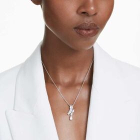 Matrix Pendant Mixed Cuts, White, Rhodium Plated
