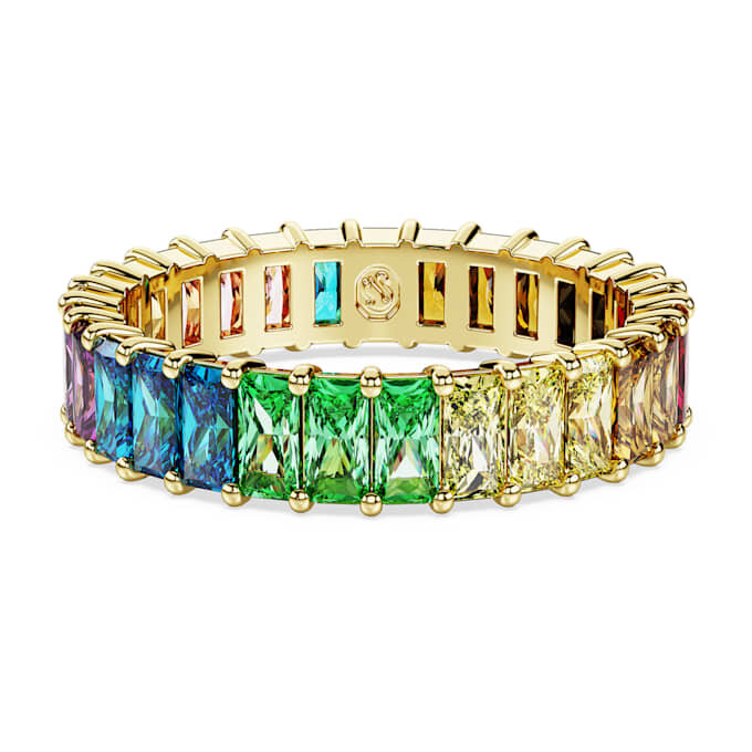 Matrix Ring Baguette Cut, Multicolored, Gold-Tone Plated Matrix Ring Baguette Cut, Multicolored, Gold-Tone Plated