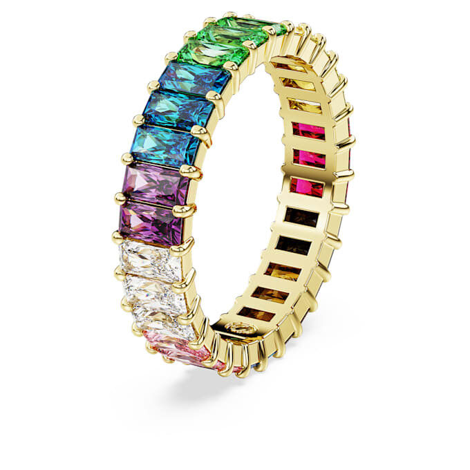 Matrix Ring Baguette Cut, Multicolored, Gold-Tone Plated Matrix Ring Baguette Cut, Multicolored, Gold-Tone Plated