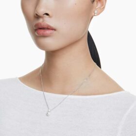 Matrix Set Crystal Pearl, Round Cut, White, Rhodium Plated
