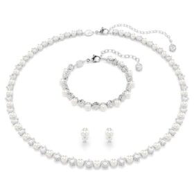 Matrix Set Crystal Pearl, Round Cut, White, Rhodium Plated