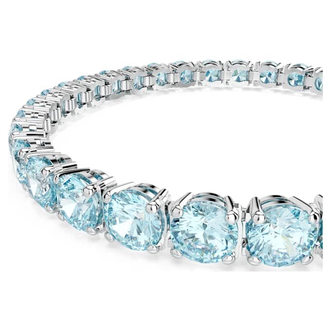 Matrix Tennis Bracelet Round Cut, Blue, Rhodium Plated Matrix Tennis Bracelet Round Cut, Blue, Rhodium Plated
