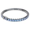 Matrix Tennis Bracelet Round Cut, Blue, Ruthenium Plated Matrix Tennis Bracelet Round Cut, Blue, Ruthenium Plated