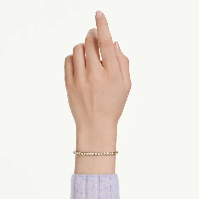 Matrix Tennis Bracelet Round Cut, White, Gold-Tone Plated Matrix Tennis Bracelet Round Cut, White, Gold-Tone Plated