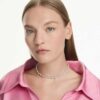 Matrix Tennis Necklace Crystal Pearl, Round Cut, White, Rhodium Plated Matrix Tennis Necklace Crystal Pearl, Round Cut, White, Rhodium Plated