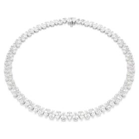 Matrix Tennis Necklace Pear Cut, White, Rhodium Plated