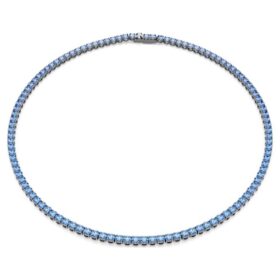 Matrix Tennis Necklace Round Cut, Blue, Ruthenium Plated