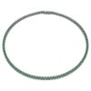 Matrix Tennis Necklace Round Cut, Green, Ruthenium Plated Matrix Tennis Necklace Round Cut, Green, Ruthenium Plated