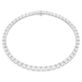 Matrix Tennis Necklace Square Cut, White, Rhodium Plated