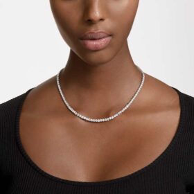 Matrix Tennis Necklace Round Cut, White, Rhodium Plated