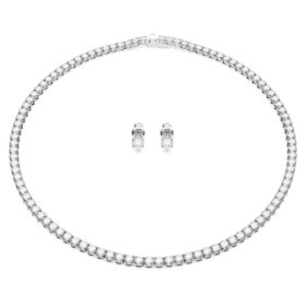 Matrix Tennis Set Round Cut, White, Rhodium Plated