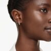 Matrix Vittore Hoop Earrings Round Cut, White, Gold-Tone Plated Matrix Vittore Hoop Earrings Round Cut, White, Gold-Tone Plated