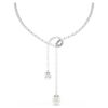 Matrix Y Necklace Crystal Pearl, Round Cut, White, Rhodium Plated Matrix Y Necklace Crystal Pearl, Round Cut, White, Rhodium Plated