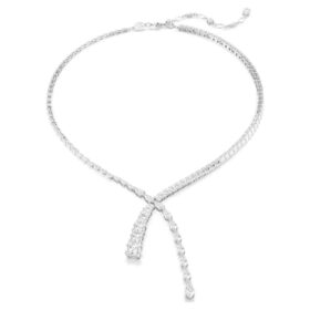 Matrix Y Necklace Mixed Cuts, White, Rhodium Plated