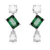 Mesmera Drop Earrings Mixed Cuts, Green, Rhodium Plated Mesmera Drop Earrings Mixed Cuts, Green, Rhodium Plated
