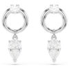 Mesmera Drop Earrings Mixed Cuts, White, Rhodium Plated