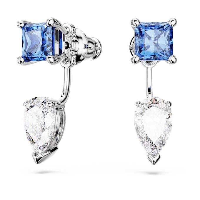 Mesmera Earring Jackets Mixed Cuts, Detachable, Blue, Rhodium Plated Mesmera Earring Jackets Mixed Cuts, Detachable, Blue, Rhodium Plated