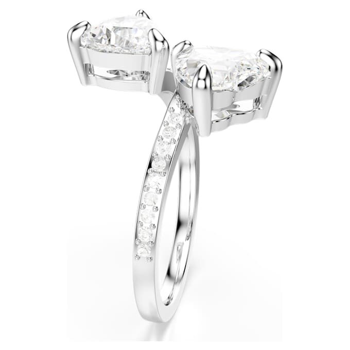 Mesmera Open Ring Heart Cut, Pavé, White, Rhodium Plated Mesmera Open Ring Heart Cut, Pavé, White, Rhodium Plated