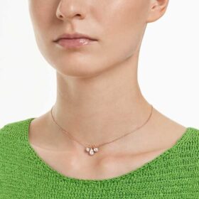 Mesmera Pendant Mixed Cuts, White, Rose Gold-Tone Plated