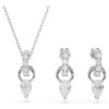 Mesmera Set Pear Cut, Round Cut, White, Rhodium Plated