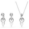 Mesmera Set Pear Cut, Round Cut, White, Rhodium Plated