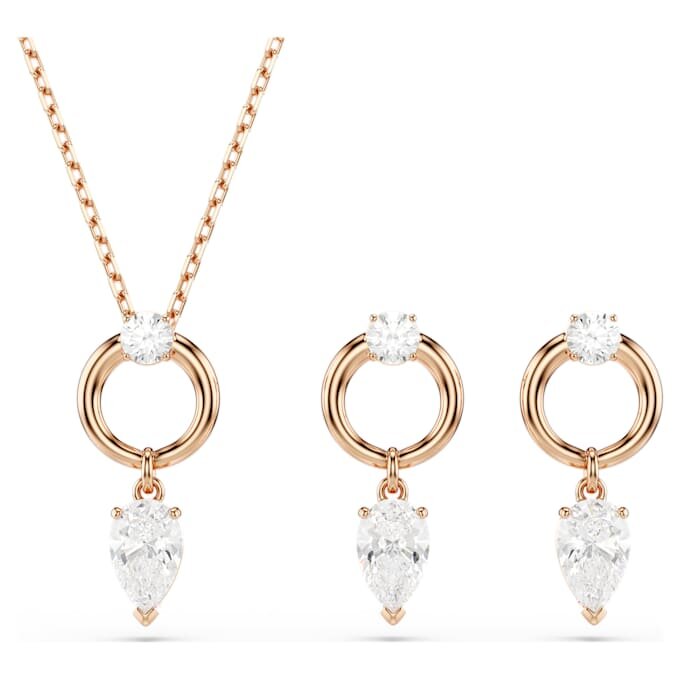 Mesmera Set Pear Cut, Round Cut, White, Rose Gold-Tone Plated Mesmera Set Pear Cut, Round Cut, White, Rose Gold-Tone Plated