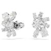 Mesmera Stud Earrings Mixed Cuts, Flower, White, Rhodium Plated Mesmera Stud Earrings Mixed Cuts, Flower, White, Rhodium Plated