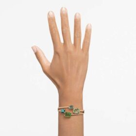 Millenia Bangle Octagon Cut, Green, Gold-Tone Plated