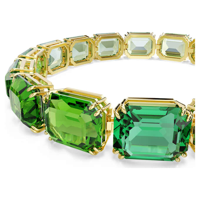 Millenia Bracelet Octagon Cut, Color Gradient, Green, Gold-Tone Plated