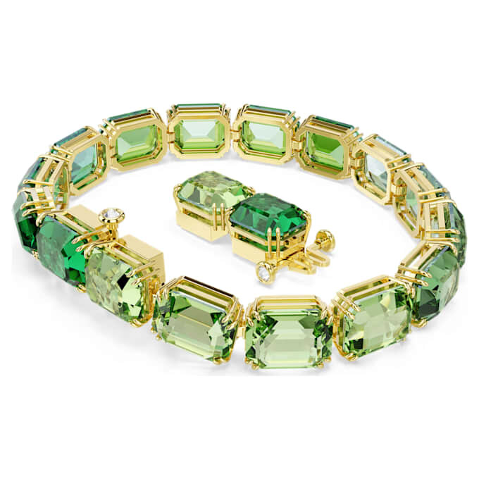 Millenia Bracelet Octagon Cut, Color Gradient, Green, Gold-Tone Plated