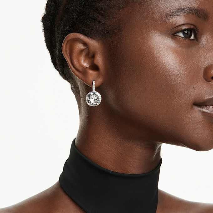 Millenia Drop Earrings Round Cut, White, Rhodium Plated Millenia Drop Earrings Round Cut, White, Rhodium Plated