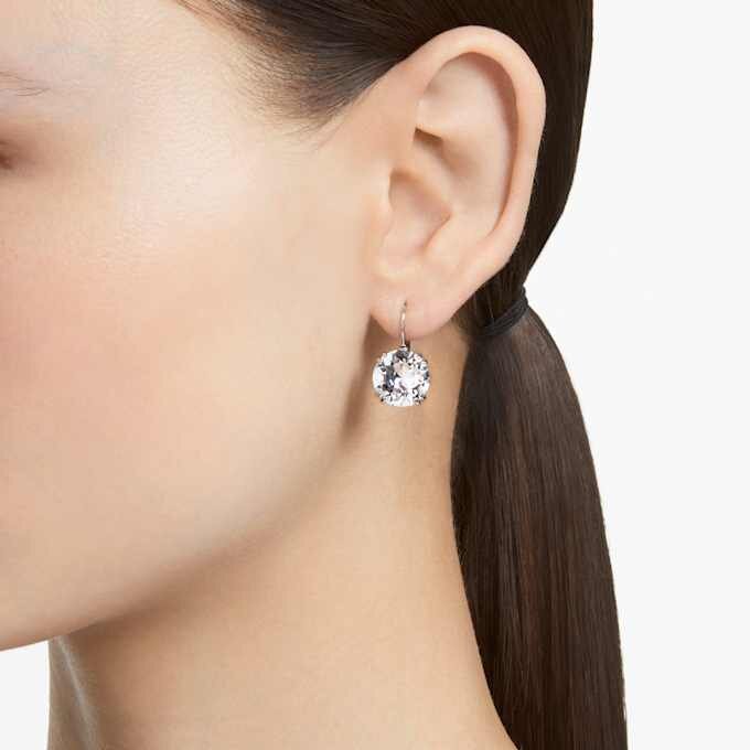 Millenia Drop Earrings Round Cut, White, Rhodium Plated Millenia Drop Earrings Round Cut, White, Rhodium Plated