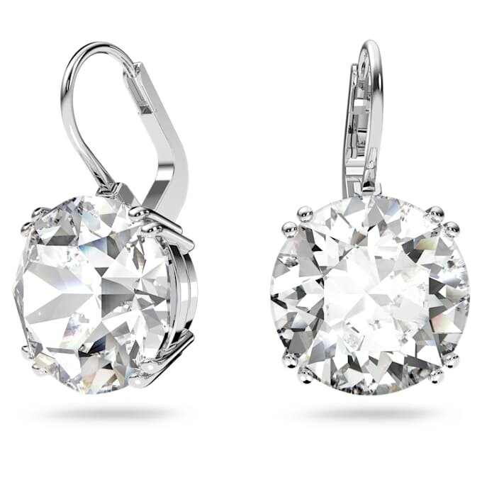 Millenia Drop Earrings Round Cut, White, Rhodium Plated Millenia Drop Earrings Round Cut, White, Rhodium Plated