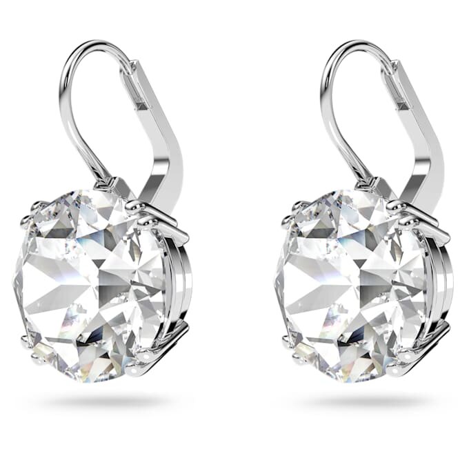 Millenia Drop Earrings Round Cut, White, Rhodium Plated Millenia Drop Earrings Round Cut, White, Rhodium Plated
