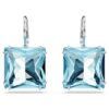 Millenia Drop Earrings Square Cut, Blue, Rhodium Plated