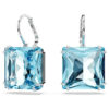 Millenia Drop Earrings Square Cut, Blue, Rhodium Plated