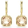 Millenia Drop Earrings Square Cut, Caramel, Gold-Tone Plated Millenia Drop Earrings Square Cut, Caramel, Gold-Tone Plated