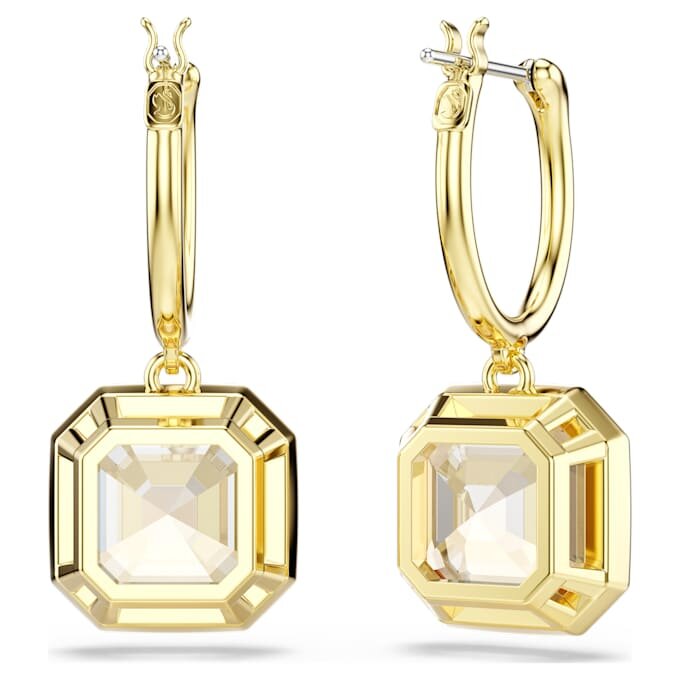 Millenia Drop Earrings Square Cut, Caramel, Gold-Tone Plated Millenia Drop Earrings Square Cut, Caramel, Gold-Tone Plated