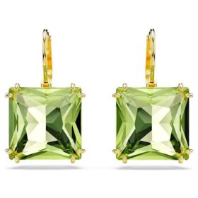 Millenia Drop Earrings Square Cut, Green, Gold-Tone Plated